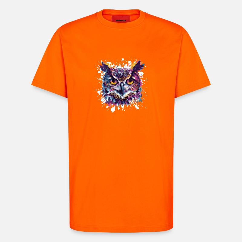 Eulenkopf Splatter - T-Shirt - made by SPREAD - SUNSET ORANGE