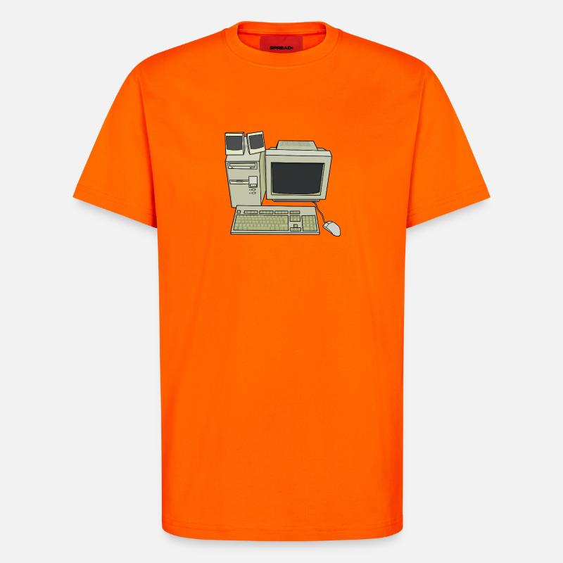 Retro Computer Desk Einrichtung - T-Shirt - made by SPREAD - SUNSET ORANGE