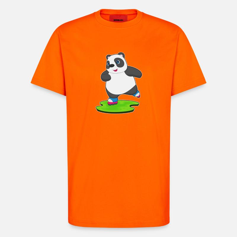 Panda Rollers Rollers Sport - T-shirt bio décontracté fabriqué en UE - SUNSET ORANGE