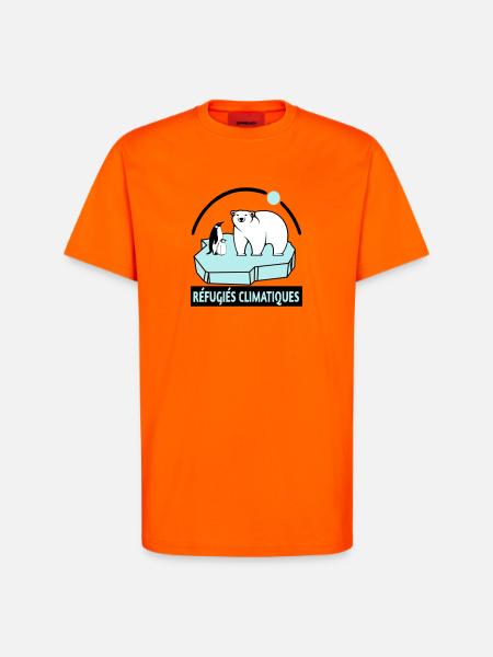 Réfugiés climatiques - T-shirt bio décontracté fabriqué en UE - SUNSET ORANGE