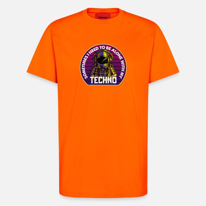 Techno Astronaut Circle Abzeichen - T-Shirt - made by SPREAD - SUNSET ORANGE