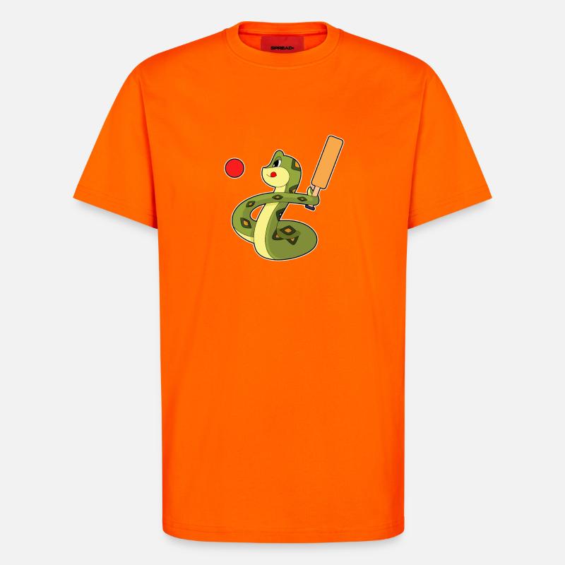 Serpent Cricket Batte de cricket - T-shirt bio décontracté fabriqué en UE - SUNSET ORANGE