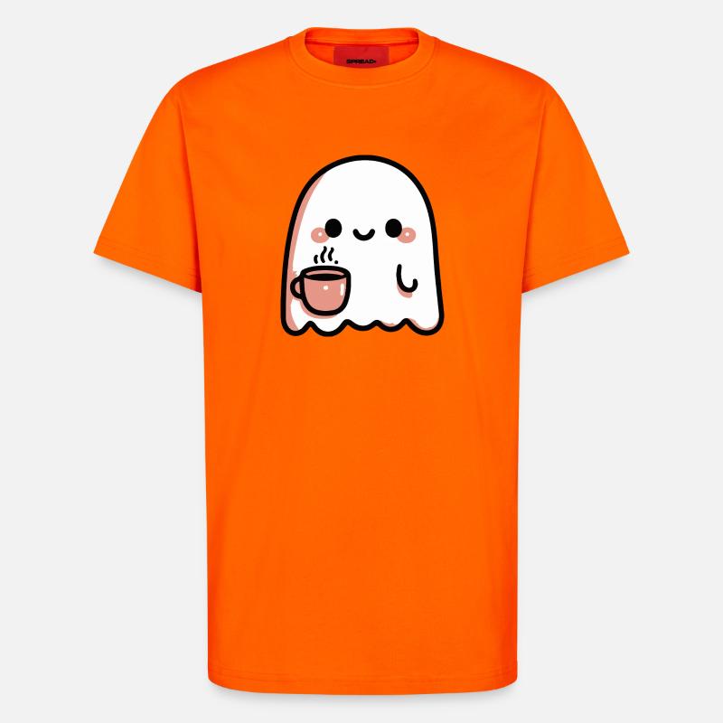 Lächelnder Geist und Pastellkaffee - T-Shirt - made by SPREAD - SUNSET ORANGE