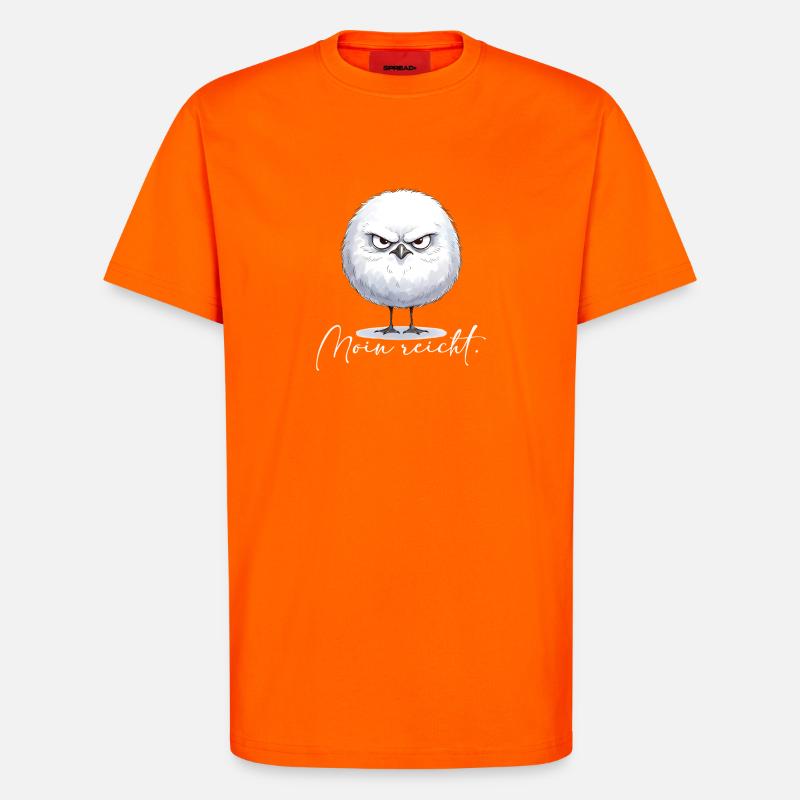 Moin reicht - grimmige runde Möwe - T-Shirt - made by SPREAD - SUNSET ORANGE