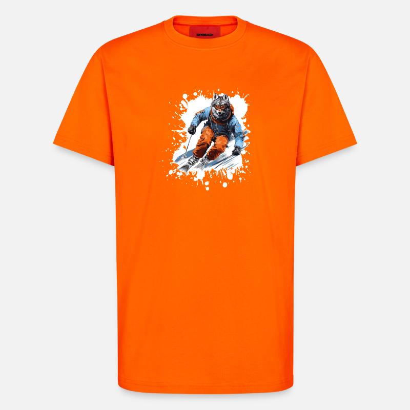 Wolf Ski Skiing - T-Shirt - made by SPREAD - SUNSET ORANGE