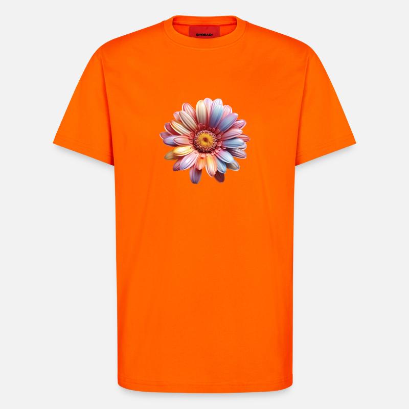 Regenbogen Gänseblümchen – Bunte Flowerpower - T-Shirt - made by SPREAD - SUNSET ORANGE
