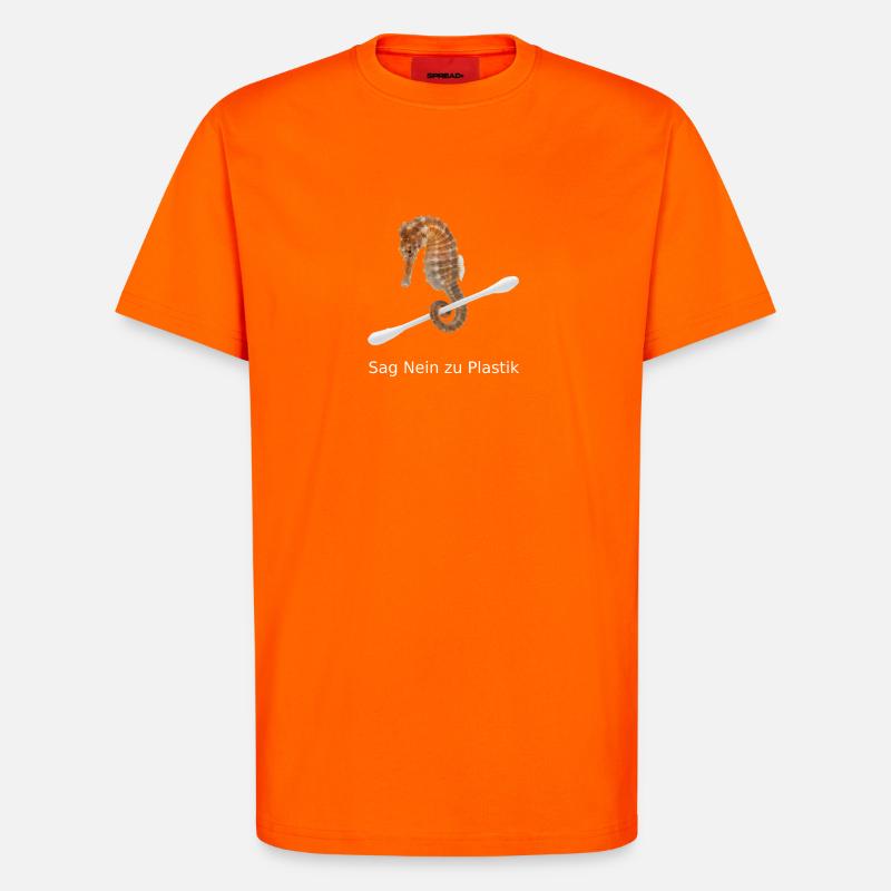 Seepferdchen gegen Plastik - T-Shirt - made by SPREAD - SUNSET ORANGE