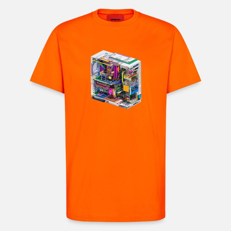 Buntes Innenleben eines Computers - T-Shirt - made by SPREAD - SUNSET ORANGE