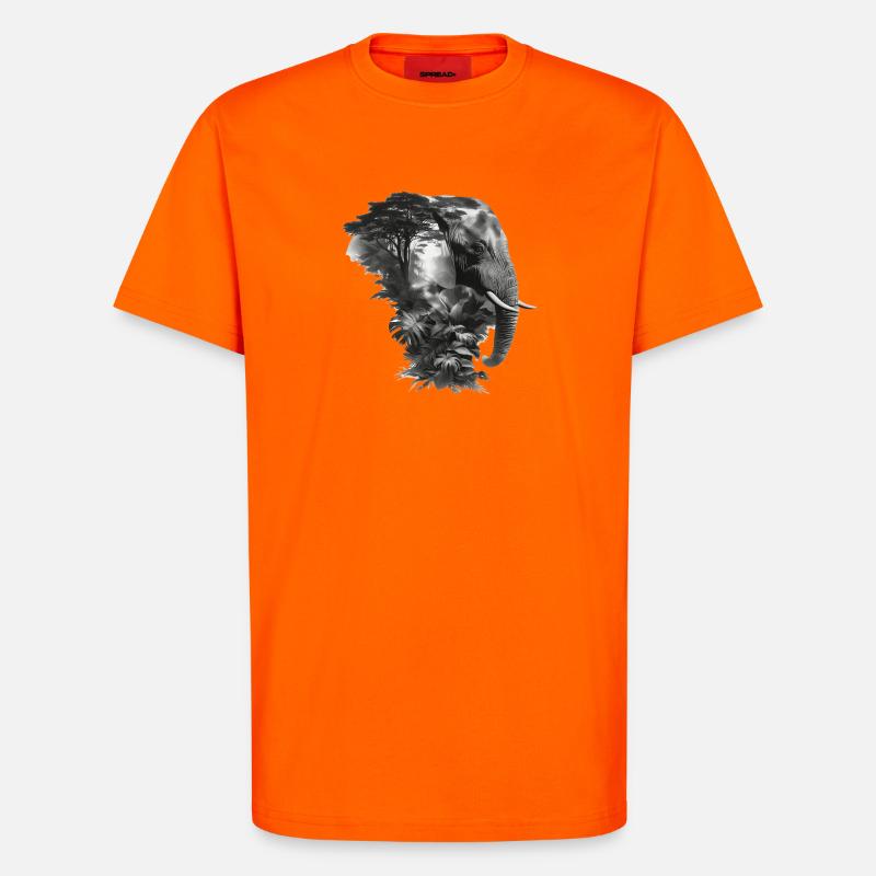 Elefant Dschungel Silhouette Doppel - T-Shirt - made by SPREAD - SUNSET ORANGE