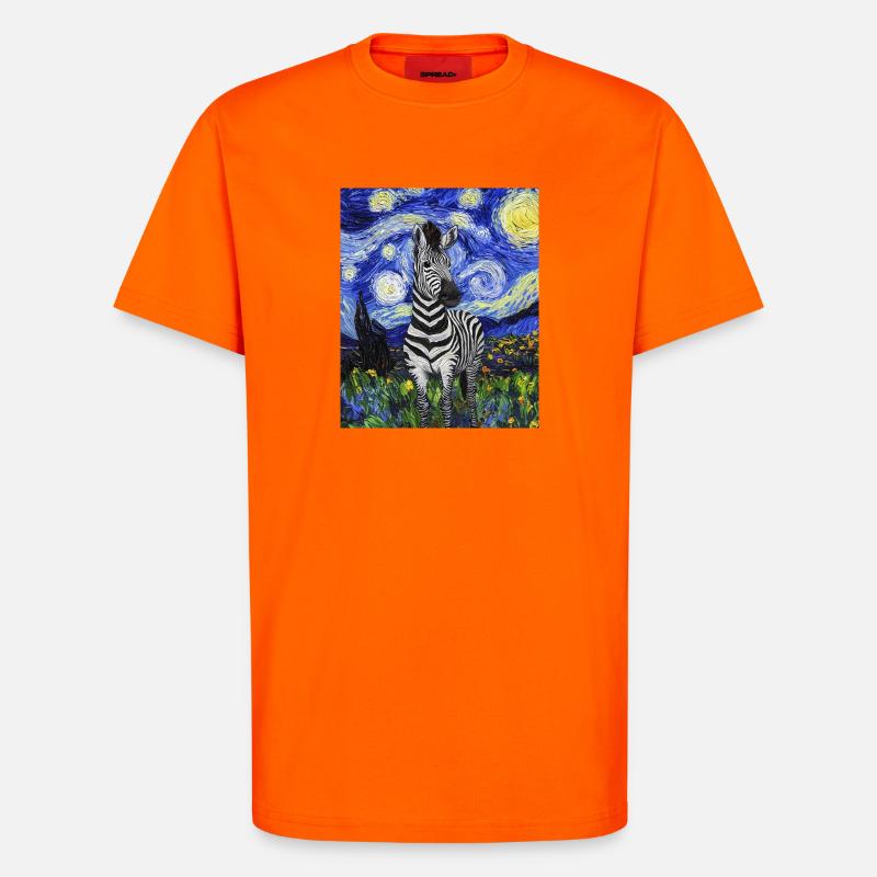 Zebra Van Gogh Style Starry Night - T-Shirt - made by SPREAD - SUNSET ORANGE