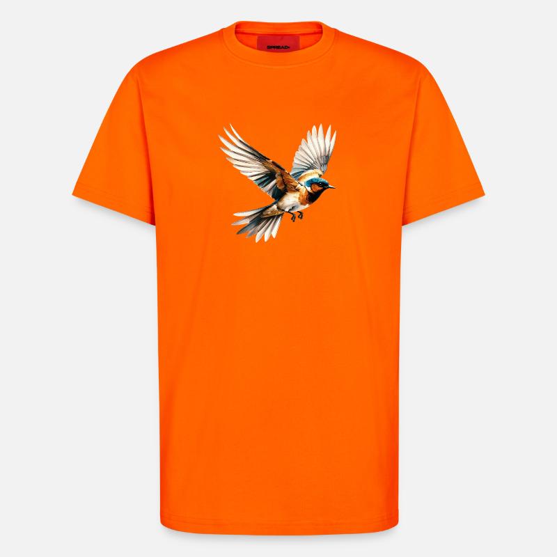 Lebendige Pop-Art mit fliegendem Vogel - T-Shirt - made by SPREAD - SUNSET ORANGE