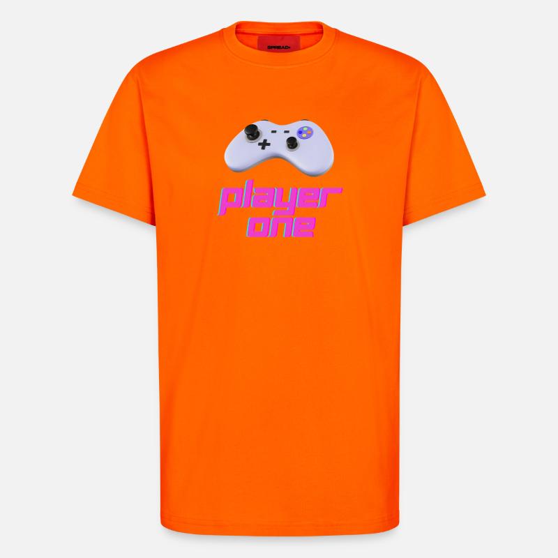 Neon Retro Controller Spieler Eins - T-Shirt - made by SPREAD - SUNSET ORANGE