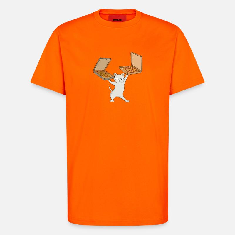 Pizza Paws Cat jongliert mit Kuchen - T-Shirt - made by SPREAD - SUNSET ORANGE