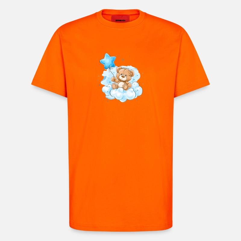 Teddy on Clouds Balloon - T-Shirt - made by SPREAD - SUNSET ORANGE