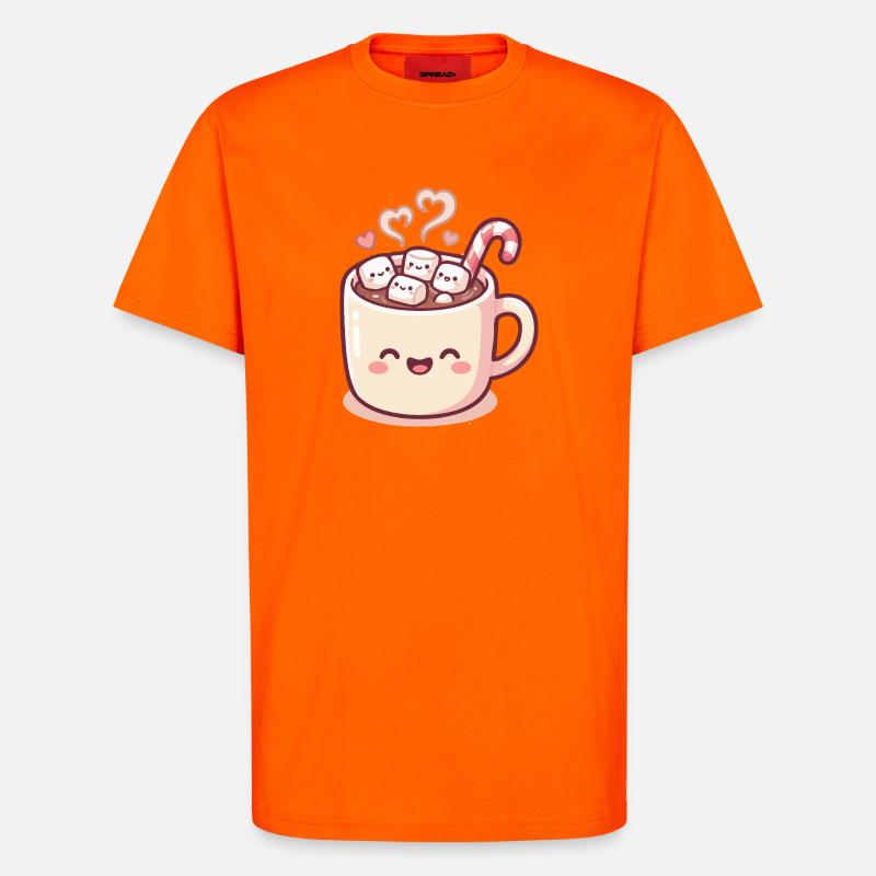 Cuddle mug with marshmallows & candy cane - T-Shirt - made by SPREAD - SUNSET ORANGE