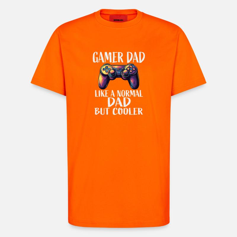 Gamer Dad Cooler Controller Spruch - T-Shirt - made by SPREAD - SUNSET ORANGE