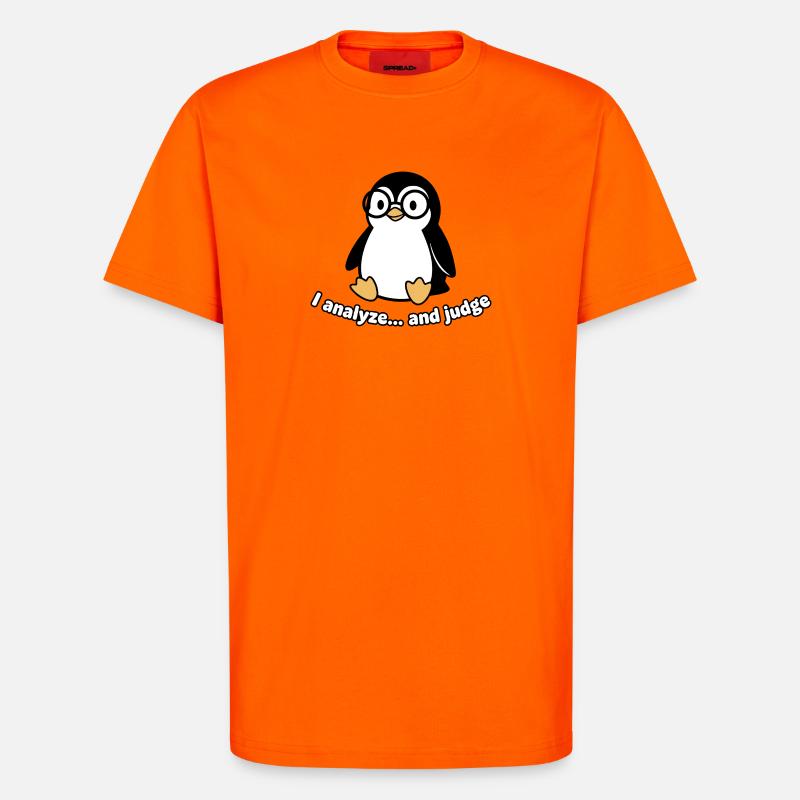 Pinguin Denker mit Brille - T-Shirt - made by SPREAD - SUNSET ORANGE
