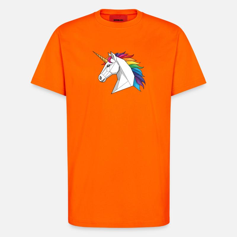 Geometrisches Einhorn mit Regenbogen - T-Shirt - made by SPREAD - SUNSET ORANGE