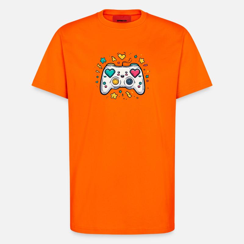 Herzcontroller Neon Spieldesign - T-Shirt - made by SPREAD - SUNSET ORANGE