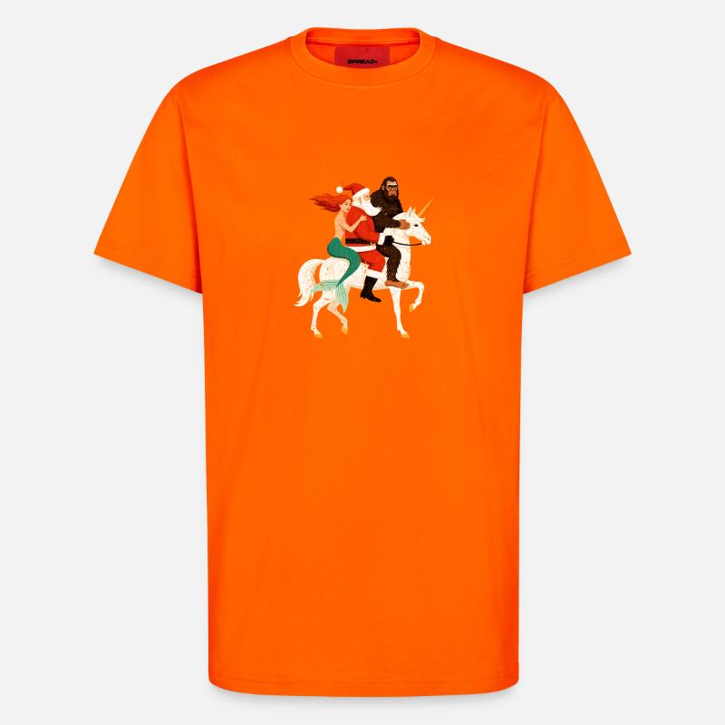 Weihnachtshelden auf Einhorn - T-Shirt - made by SPREAD - SUNSET ORANGE