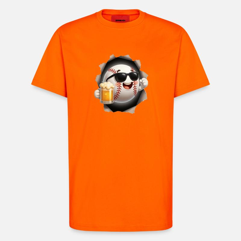 Baseball Spaß-Maske mit Bierglas - T-Shirt - made by SPREAD - SUNSET ORANGE