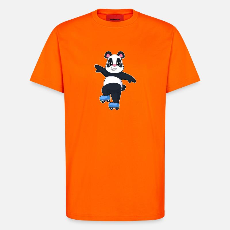Panda Rollers Rollers Sport - T-shirt bio décontracté fabriqué en UE - SUNSET ORANGE