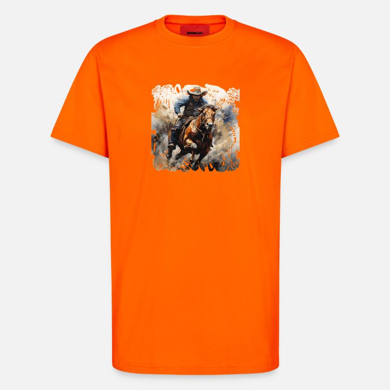 Wildwest Reiter Dynamik-Malstil - T-Shirt - made by SPREAD - SUNSET ORANGE