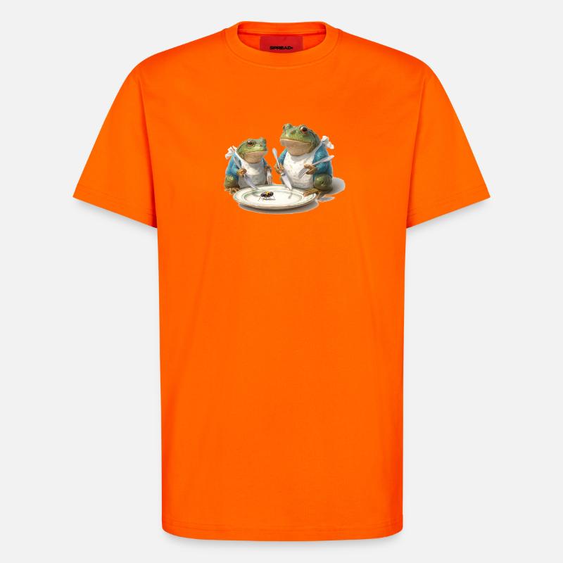 Frosch-Dinner: Fliege am Teller - T-Shirt - made by SPREAD - SUNSET ORANGE