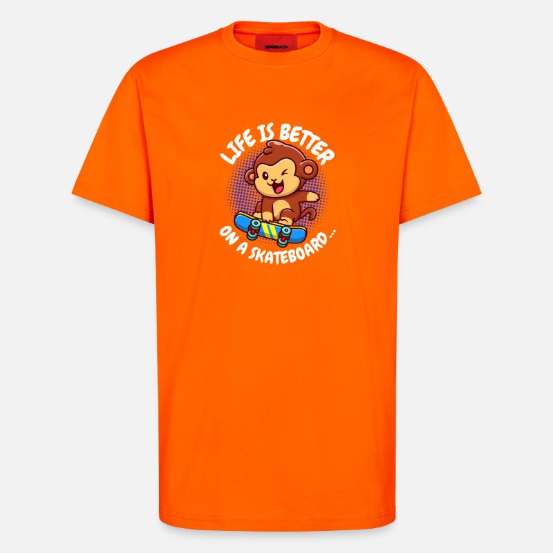 Life Is Better Skateboard Affe Monkey - T-Shirt - made by SPREAD - SUNSET ORANGE