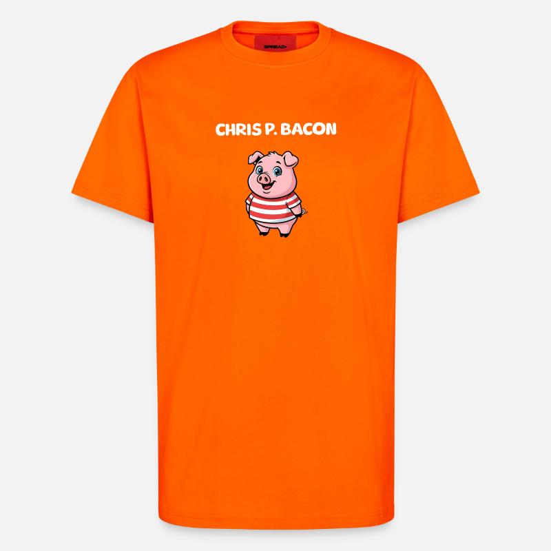Chris P. Bacon - Cochon mignon - T-shirt bio décontracté fabriqué en UE - SUNSET ORANGE