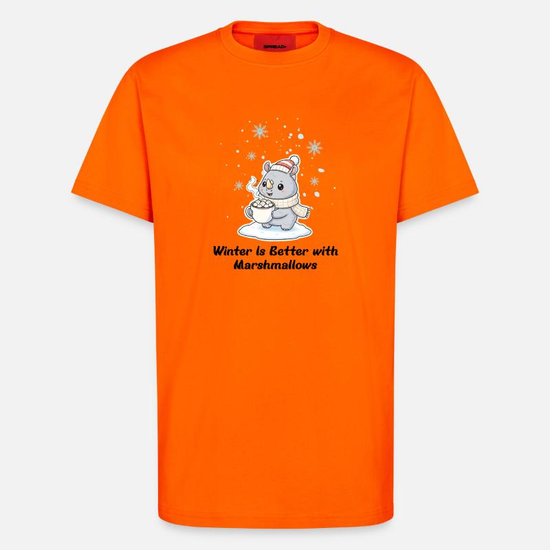 Winter Nashorn - Marshmallows & Kakao Geschenk - T-Shirt - made by SPREAD - SUNSET ORANGE