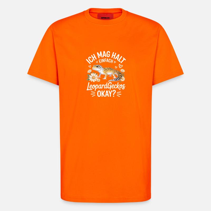 Leopardgecko Herzflor Spruch - T-Shirt - made by SPREAD - SUNSET ORANGE