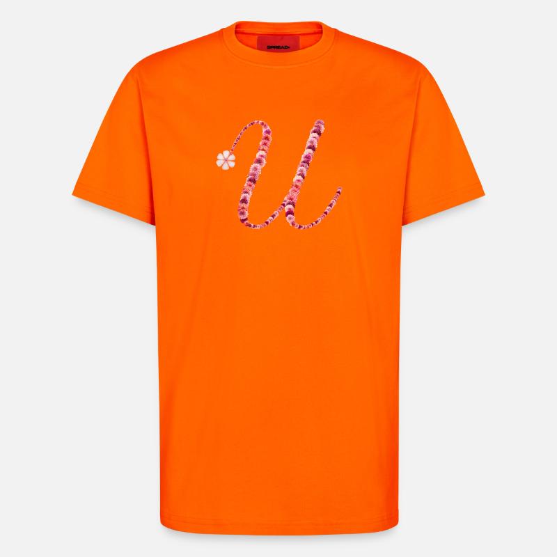 Romantisches Blumenmonogramm "U" - T-Shirt - made by SPREAD - SUNSET ORANGE
