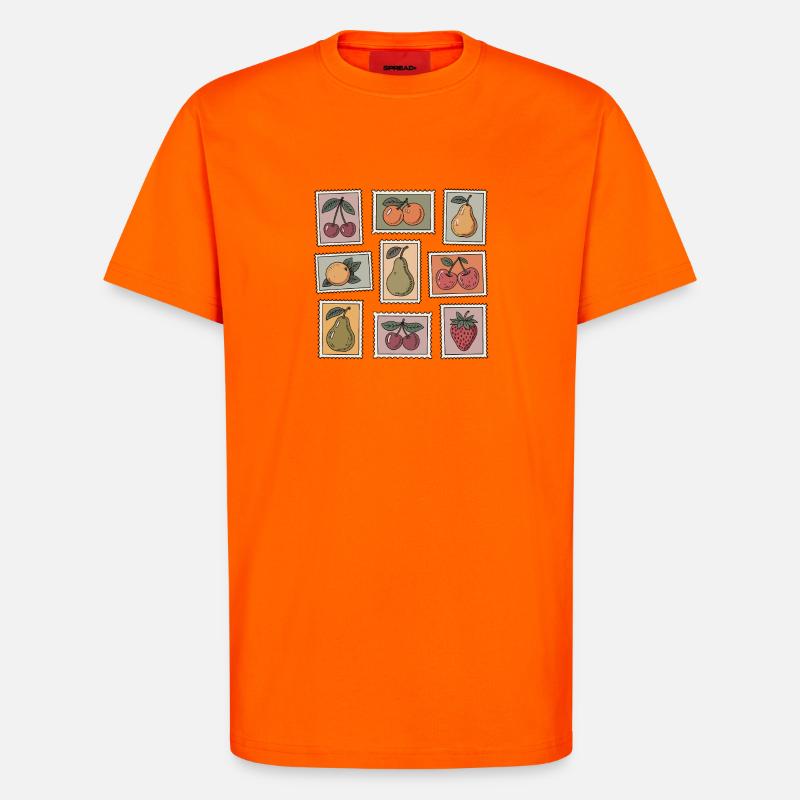 Pastel Fruit Stamp Pattern - T-Shirt - made by SPREAD - SUNSET ORANGE