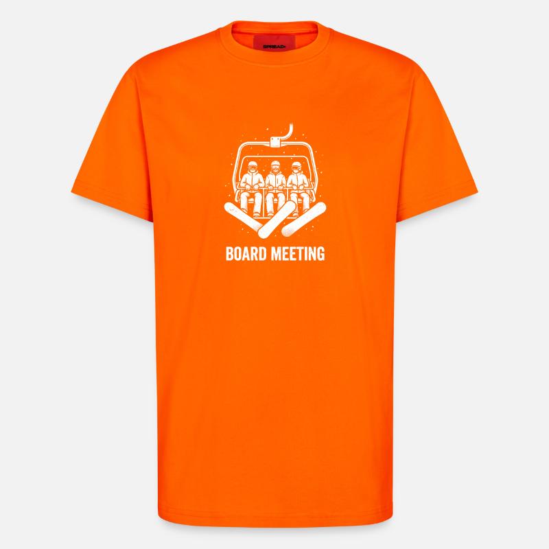 Vorstandssitzung Snowboard Sessellift Retro - T-Shirt - made by SPREAD - SUNSET ORANGE