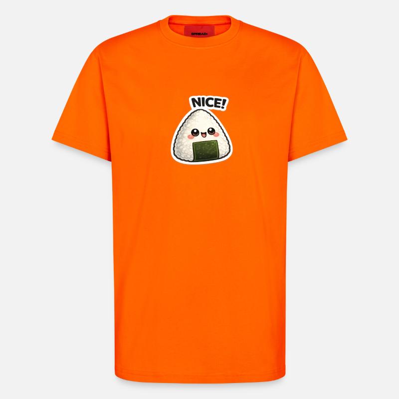 Onigiri de Kawaii avec algues - T-shirt bio décontracté fabriqué en UE - SUNSET ORANGE