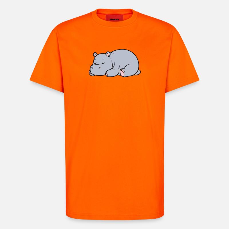Sleeping Hippopotamus Tired Lazy Vector - T-Shirt - made by SPREAD - SUNSET ORANGE