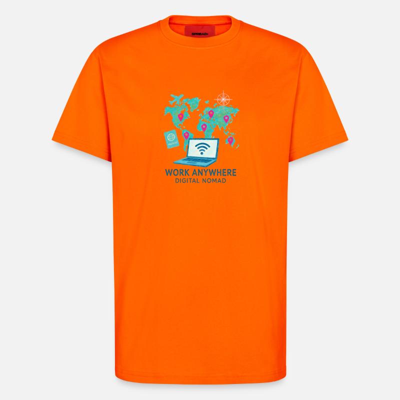 Telearbeit – Telearbeit – Voll-Fernarbeit - T-Shirt - made by SPREAD - SUNSET ORANGE