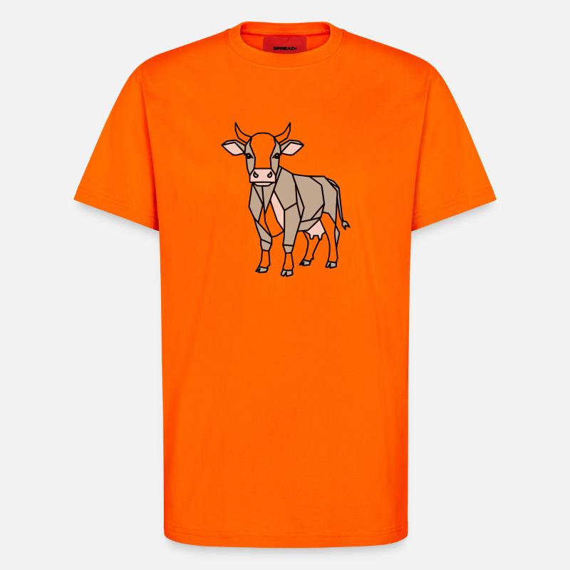 Geometrische Kuh Low Poly Modern - T-Shirt - made by SPREAD - SUNSET ORANGE