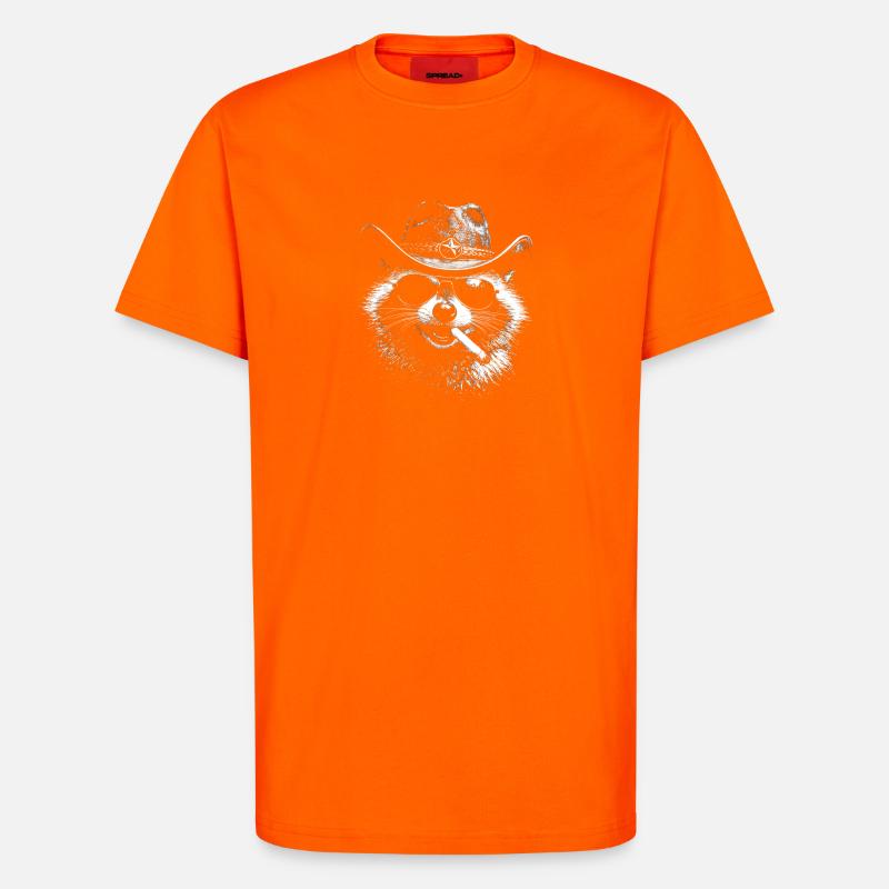 Waschbär Cowboy mit Zigarre - T-Shirt - made by SPREAD - SUNSET ORANGE