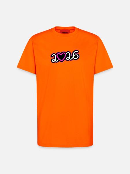 Cœur 2026 - T-shirt bio décontracté fabriqué en UE - SUNSET ORANGE