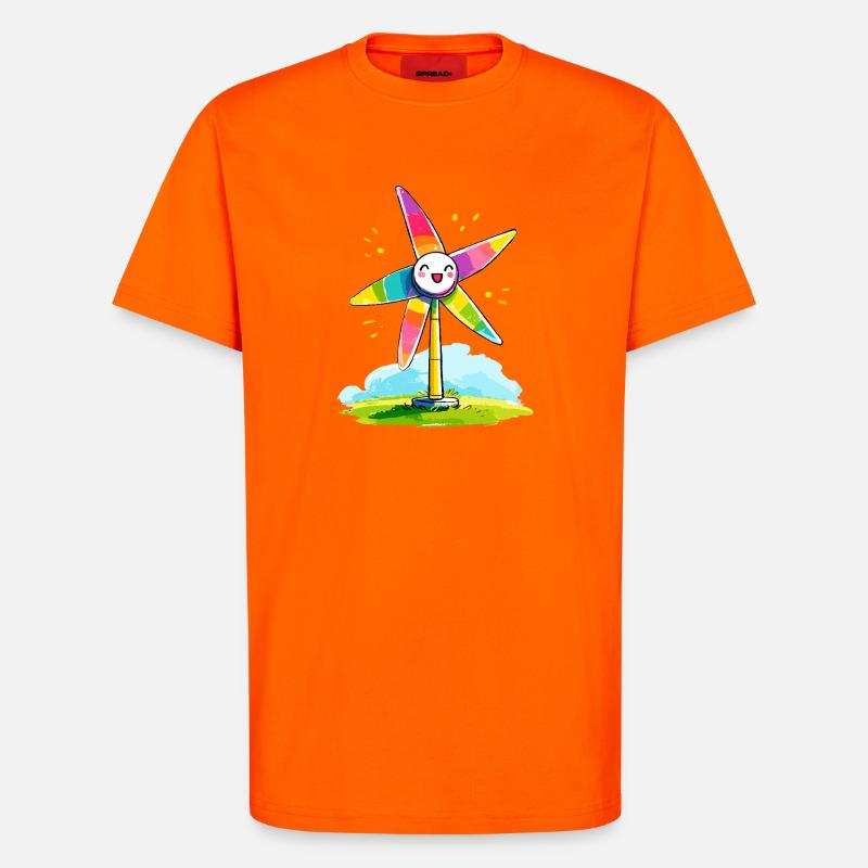 Regenbogenwindmühle Lächeln - T-Shirt - made by SPREAD - SUNSET ORANGE