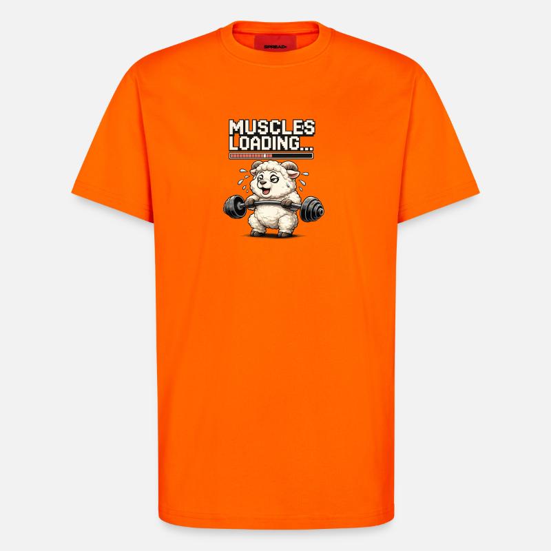 Muscle-loading lamb during strength training - T-Shirt - made by SPREAD - SUNSET ORANGE