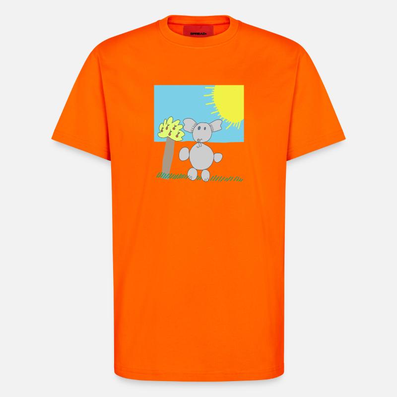 Verspielter Elefant unter einer hellen Sonne - T-Shirt - made by SPREAD - SUNSET ORANGE