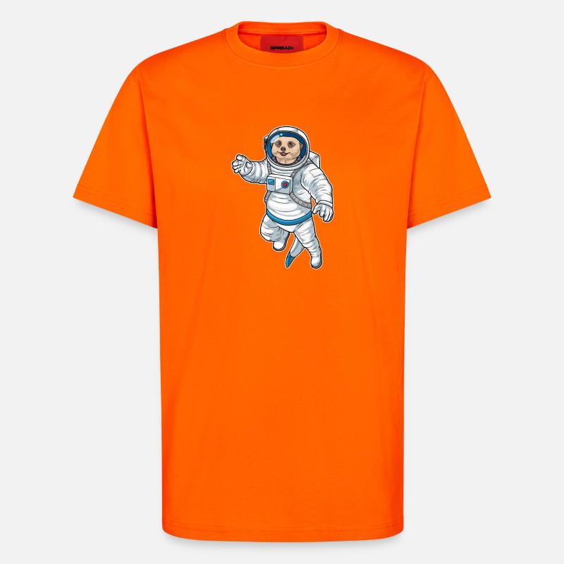 Astronaute spatial de Suricate - T-shirt bio décontracté fabriqué en UE - SUNSET ORANGE