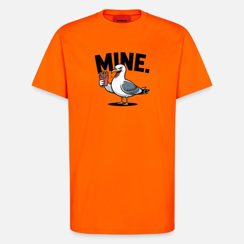 Grumpy Seagull mit Pommes - T-Shirt - made by SPREAD - SUNSET ORANGE