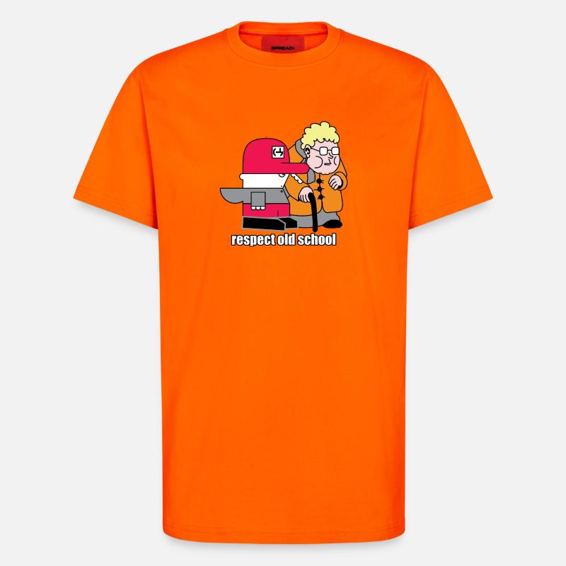 Respect : dessin animé rétro à l’ancienne - T-shirt bio décontracté fabriqué en UE - SUNSET ORANGE