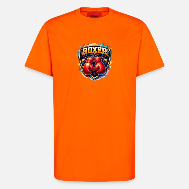 Logo de boxe combative avec gants - T-shirt bio décontracté fabriqué en UE - SUNSET ORANGE