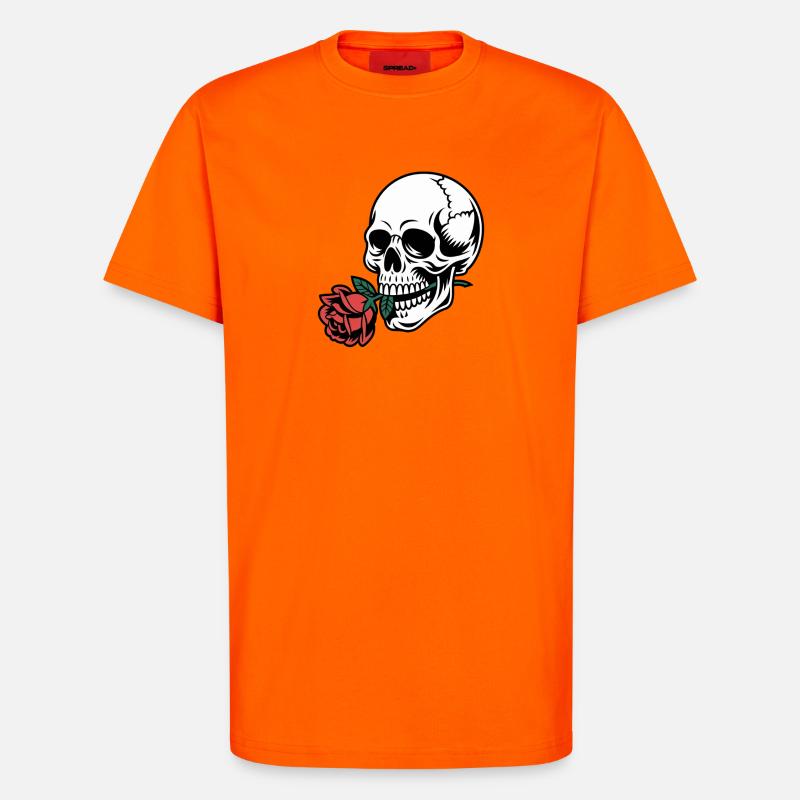 Rockabilly Skull – Rose Statement Gothic Love - T-Shirt - made by SPREAD - SUNSET ORANGE