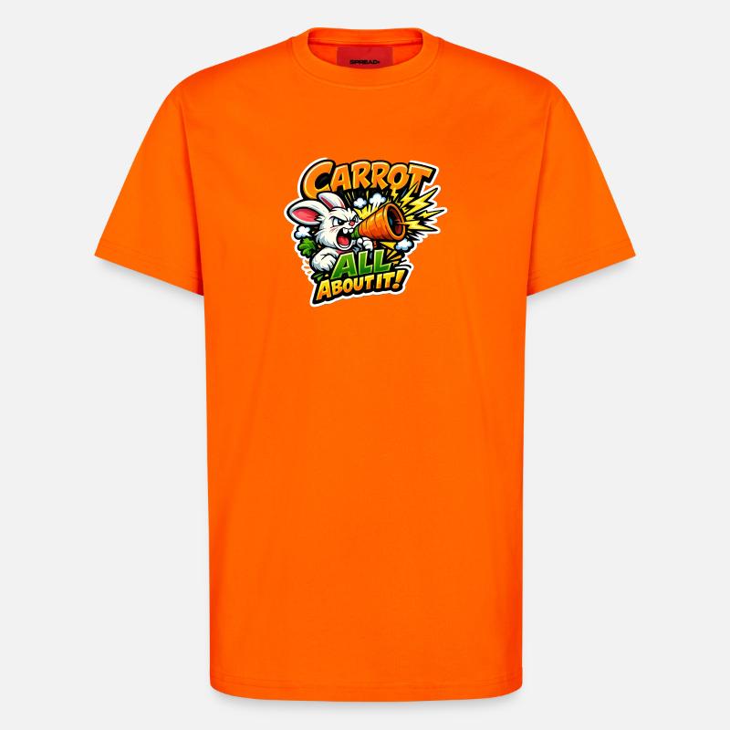 Carrot Megaphone Bunny – Comic Style - T-Shirt - made by SPREAD - SUNSET ORANGE